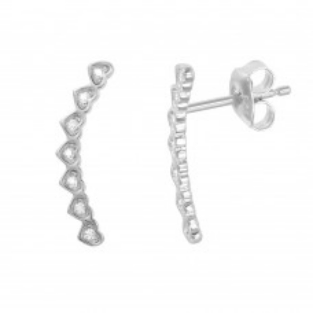 sterling silver 925 rotheum plated cz heart drop e